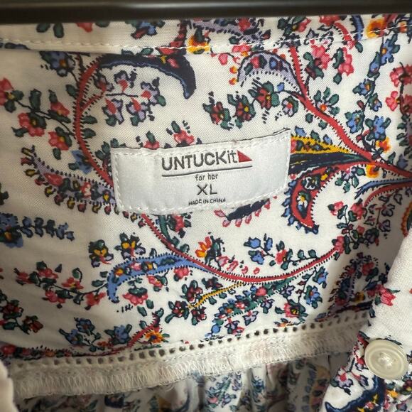 UNTUCKIT Women's XL Annika Rayon Floral Paisley Top Blouse Summer Multicolor - Picture 4 of 10